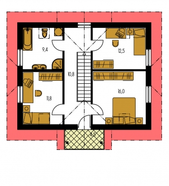 Spiegelverkehrter Entwurf | Grundriss des Obergeschosses - KLASSIK 167